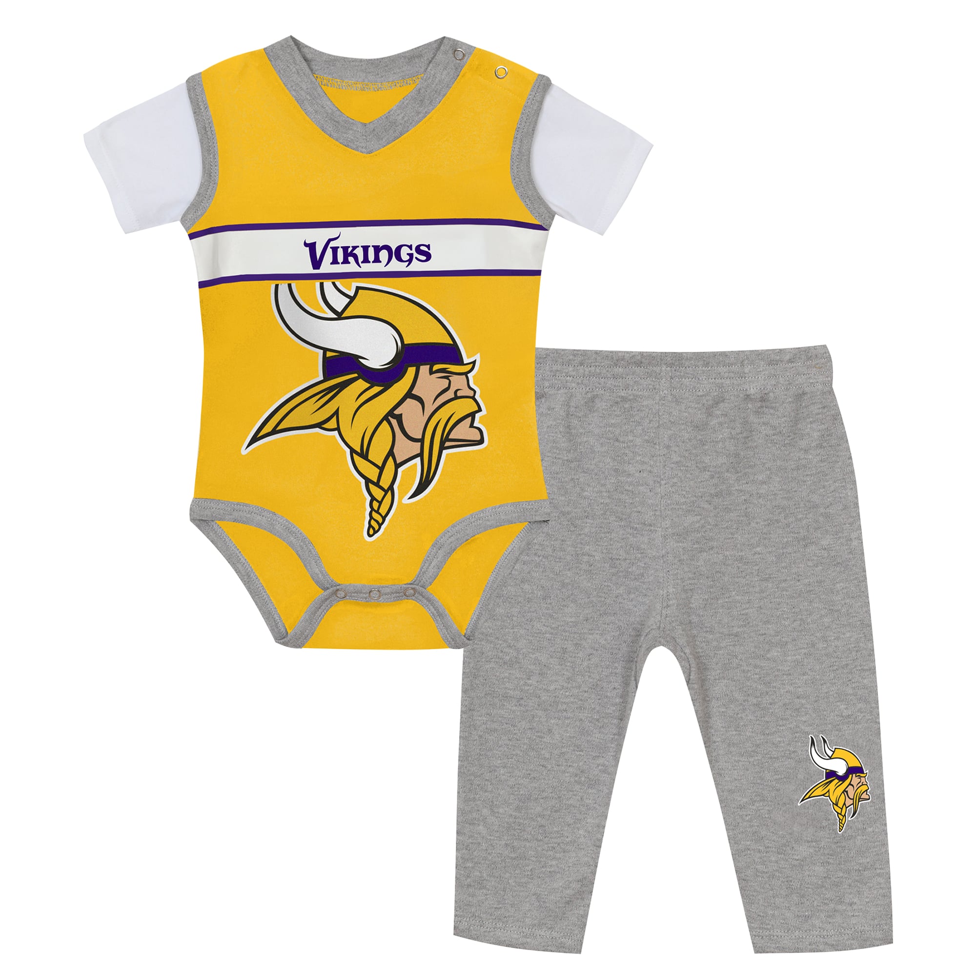 Ensemble body et pantalon deux pièces en jersey Outerstuff or/gris chiné Minnesota Vikings pour bébé